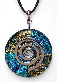 ElfenGlas� CELINE - Glasschmuck - Schmuck-Anh�nger (Donut) aus Glas mit Spirale. Modeschmuck in Fusing-Technik.