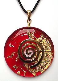 ElfenGlas� CELINE - Glasschmuck - Schmuck-Anh�nger (Donut) aus Glas mit Spirale. Modeschmuck in Fusing-Technik.