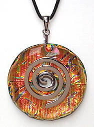 ElfenGlas� CELINE - Glasschmuck - Schmuck-Anh�nger (Donut) aus Glas mit Spirale. Modeschmuck in Fusing-Technik.